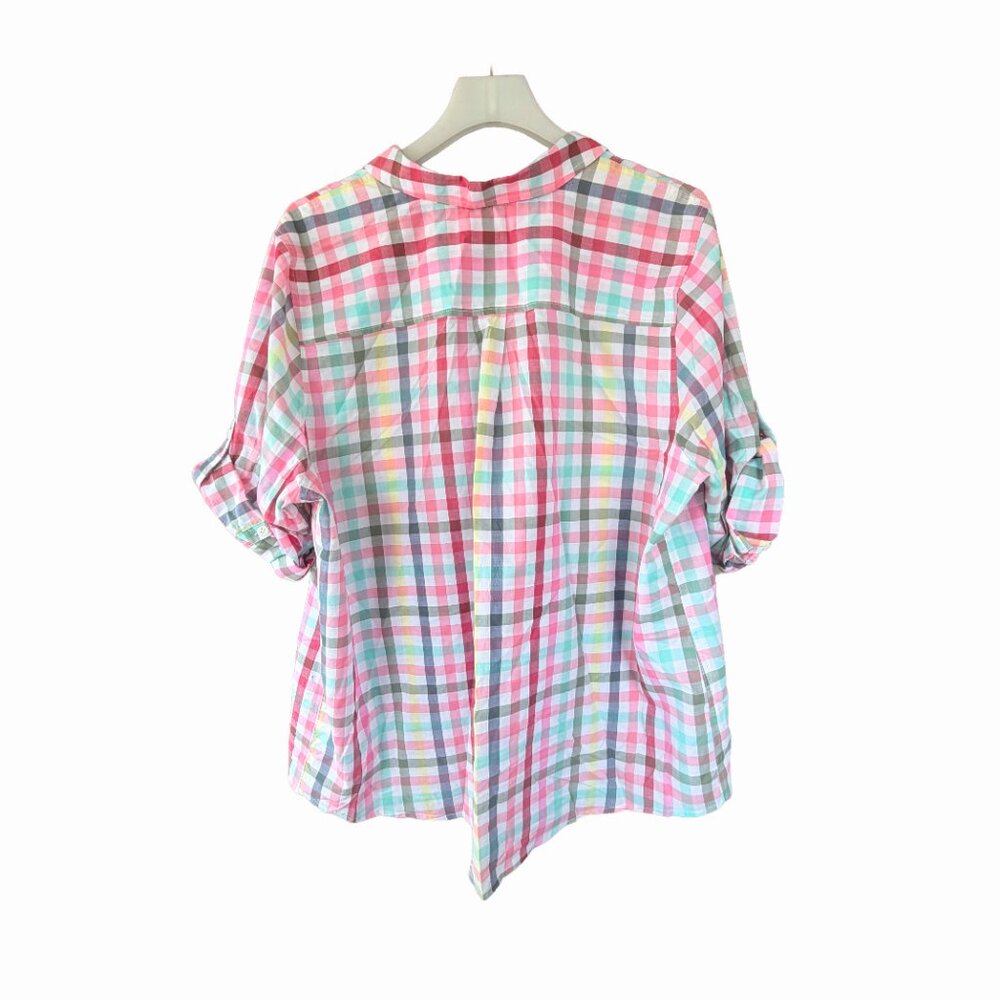 Croft and Barrow Plus Size 2X Pastel Plaid Cotton Button Down Shirt Cottagecore - Picture 6 of 8